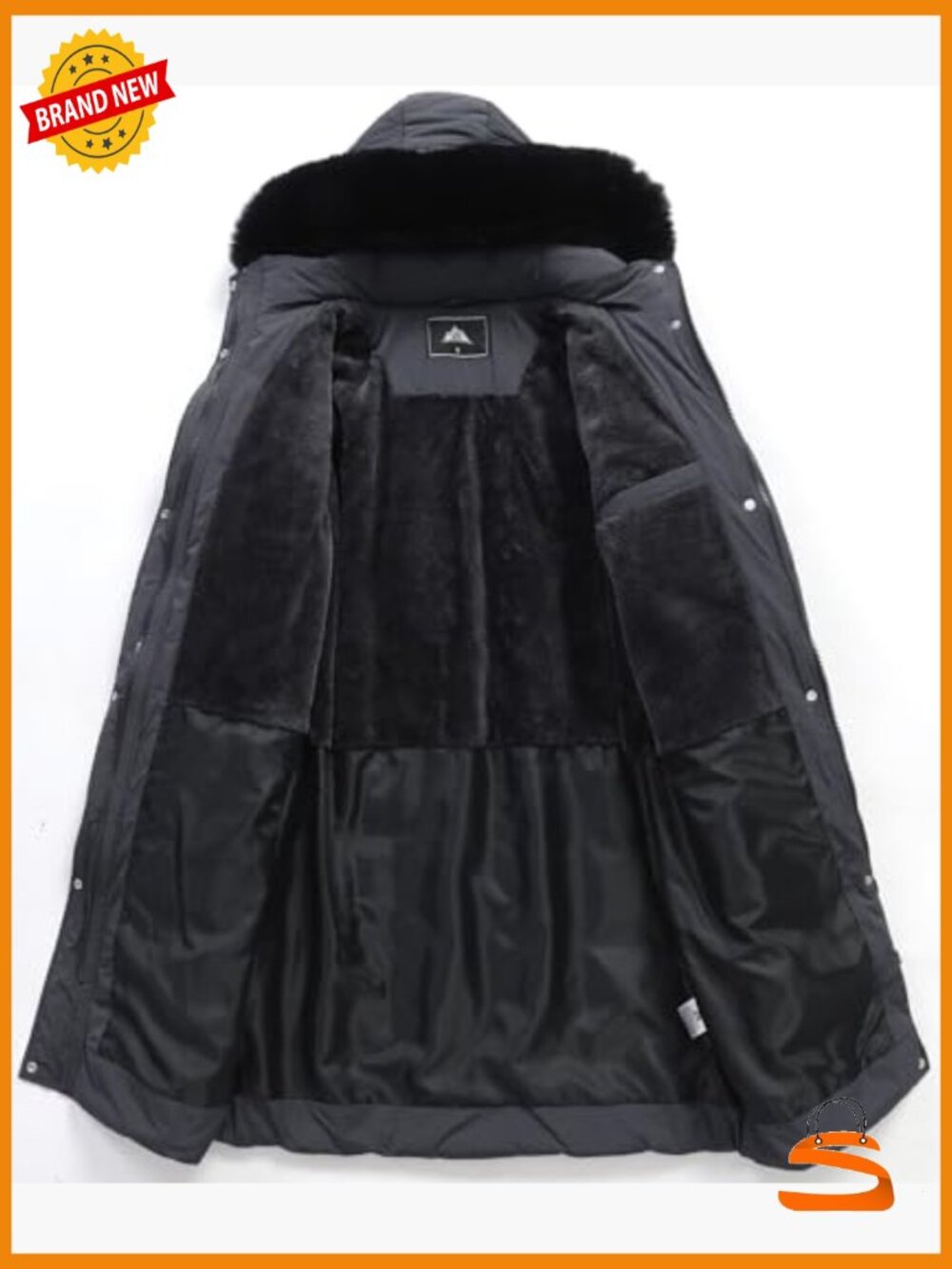 Long Waterproof Parka with Detachable Faux Fur Hood - Warm Winter Snow Puffer - Picture 3 of 5